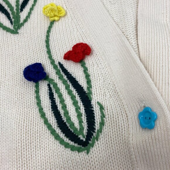 Alice + Olivia Bradford Crochet White Flowers Grandpa Cardigan Large - Picture 10 of 13